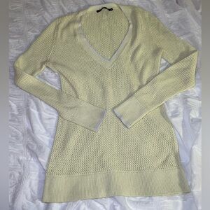 rag & bone Pale Yellow V-Neck Open Knit Sweater